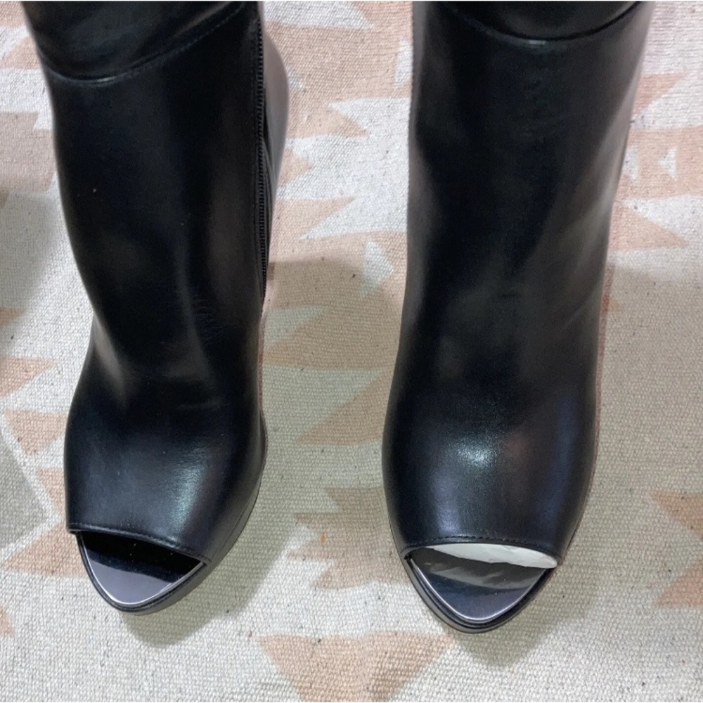 Herve Leger Thigh High Platform Heel Siren Boots Women’s 10 Black Leather New - Picture 7 of 13